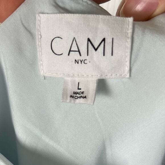 CAMI NYC Silk Beaded Chain Strap Cowlneck Shallon Slip Dress L Candy Ombre - Picture 9 of 11